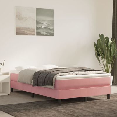 vidaXL Boxspring posteľ s matracom, ružová 120x190 cm, zamat