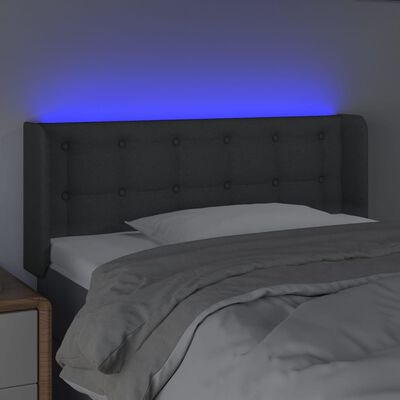 vidaXL Čelo postele s LED tmavosivé 83x16x78/88 cm látka