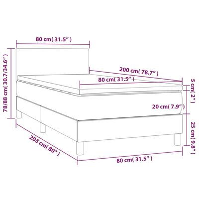 vidaXL Posteľný rám boxsping s matracom bledosivý 80x200 cm zamat