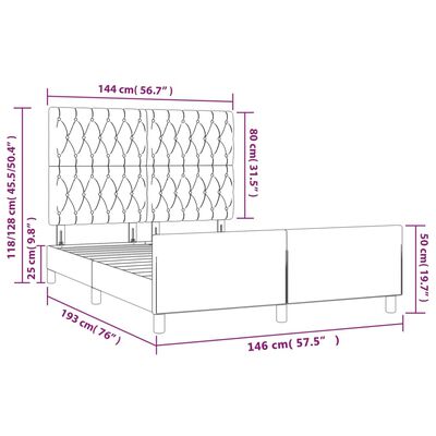 vidaXL Posteľ bez matraca tmavomodrá 140x190 cm zamat