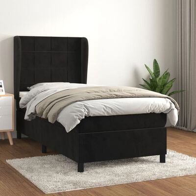 vidaXL Posteľný rám boxspring s matracom čierny 80x200 cm zamat