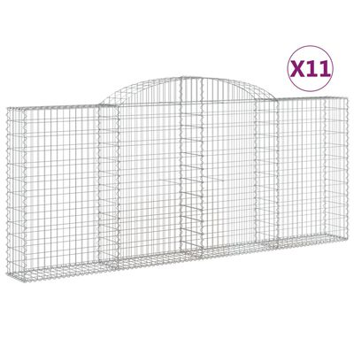 vidaXL Oblúkové gabionové koše 11 ks 300x30x120/140 cm pozink. železo