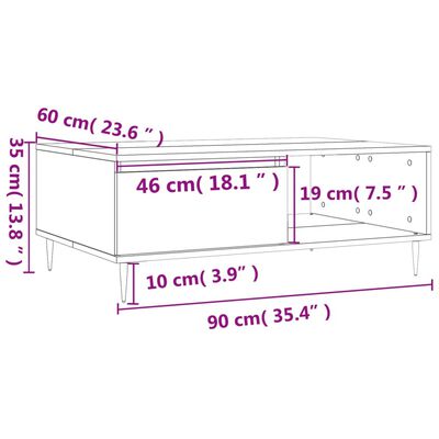 vidaXL Konferenčný stolík vysoký lesk biely 90x60x35 cm kompoz. drevo