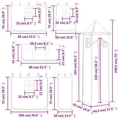 vidaXL Detská vyvýšená posteľ veža modrá 90x190 cm masívna borovica