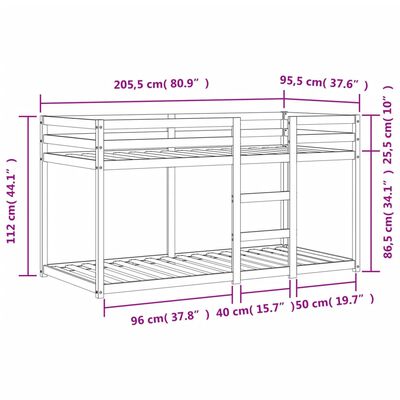 vidaXL Poschodová posteľ voskovo hnedá 90x200 cm borovicový masív