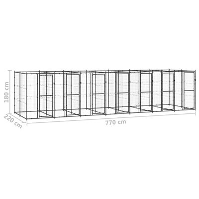 vidaXL Vonkajšia voliéra pre psy oceľová 16,94 m²