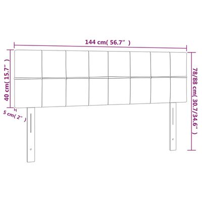 vidaXL Čelo postele s LED krémové 144x5x78/88 cm látka