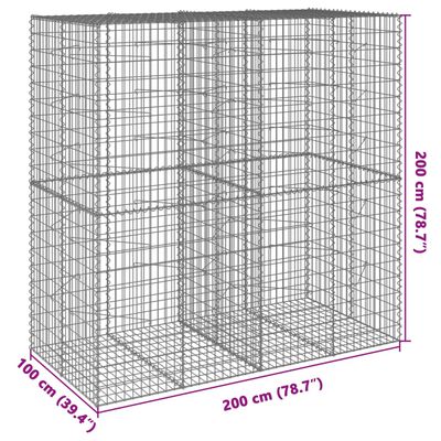 vidaXL Gabiónový kôš s krytom 200x100x200 cm pozinkované železo