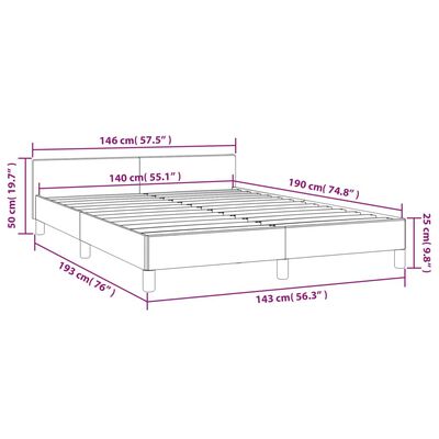 vidaXL Posteľný rám s čelom biely 140x190 cm umelá koža