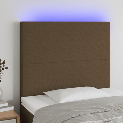 vidaXL Čelo postele s LED tmavohendé 160x7x118/128 cm látka