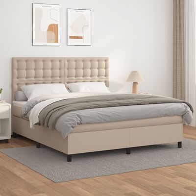 vidaXL Boxspring posteľ s matracom kapučínová 160x200 cm umelá koža