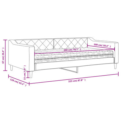 vidaXL Denná posteľ s matracom krémová 100x200 cm látka