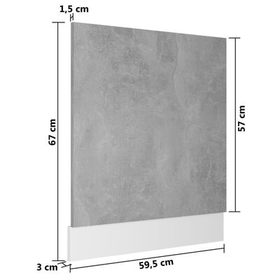 vidaXL Dvierka na umývačku, betónovo sivé 59,5x3x67cm kompozitné drevo