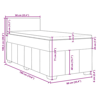 vidaXL Posteľný rám boxspring s matracom sivohnedý 90x190 cm látka