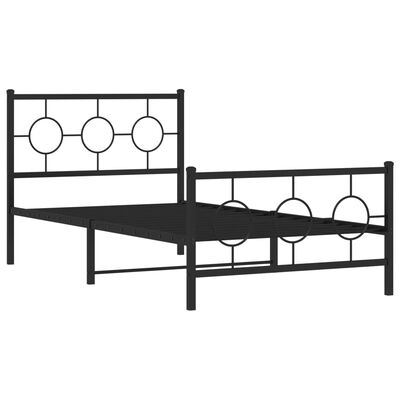 vidaXL Kovový rám postele s čelom a podnožkou čierny 100x190 cm