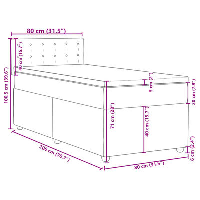 vidaXL Posteľný rám boxsping s matracom modrý 80x200 cm látka