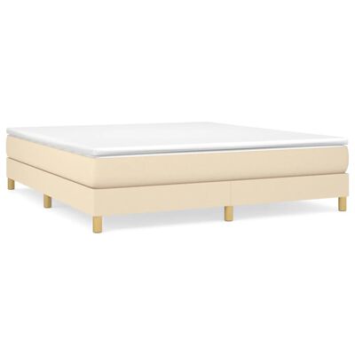 vidaXL Posteľný rám boxspring s matracom krémový 180x200 cm látka