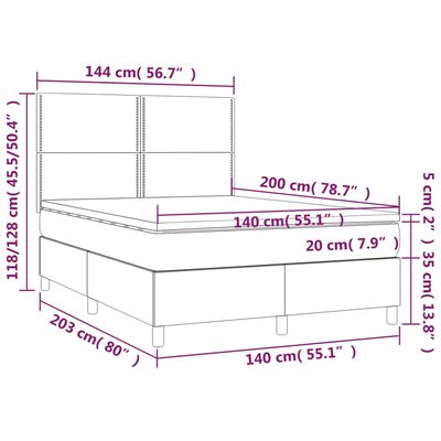 vidaXL Boxspring posteľ s matracom a LED hnedá 140x200 cm umelá koža