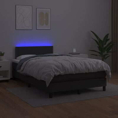 vidaXL Boxspring posteľ s matracom a LED čierna 120x200 cm umelá koža