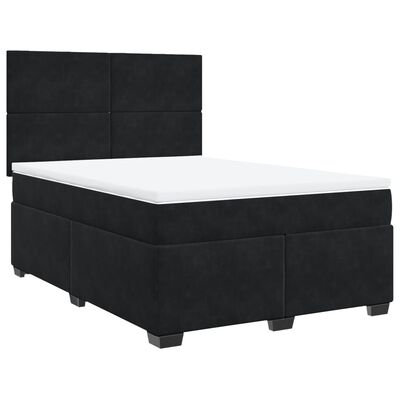 vidaXL Posteľný rám boxspring s matracom čierny 140x190 cm zamat