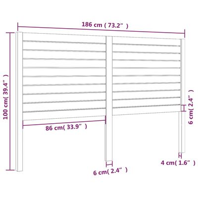 vidaXL Čelo postele čierne 186x4x100 cm masívna borovica