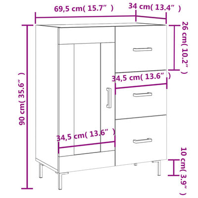 vidaXL Komoda betónovo sivá 69,5x34x90 cm kompozitné drevo