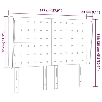 vidaXL Čelo postele so záhybmi tmavosivé 147x23x118/128 cm látka