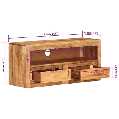 vidaXL TV skrinka 88x30x40 cm, akáciový masív