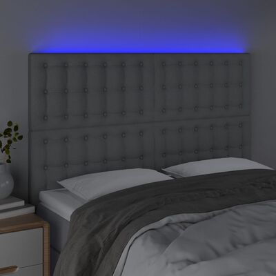 vidaXL Čelo postele s LED bledosivé 147x16x118/128 cm látka