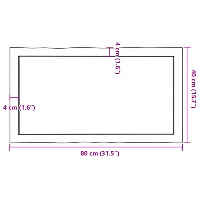 vidaXL Stolová doska svetlohnedá 80x40x(2-4)cm ošetrený masív hrany