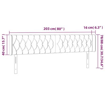 vidaXL Čelo postele so záhybmi tmavosivé 203x16x78/88 cm zamat