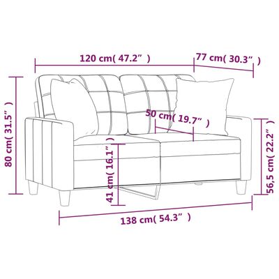 vidaXL 2-miestna pohovka s vankúšmi čierna 120 cm umelá koža