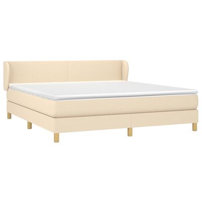 vidaXL Posteľný rám boxspring s matracom krémový 160x200 cm látka