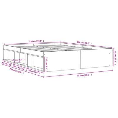 vidaXL Rám postele dub sonoma 150x200 cm king size