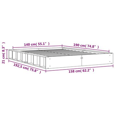 vidaXL Posteľ bez matraca voskovo hnedá 140x190 cm masívna borovica