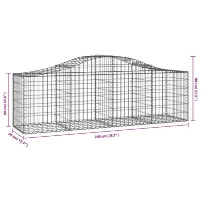 vidaXL Oblúkový gabionový kôš 9 ks 200x50x60/80 cm pozinkované železo