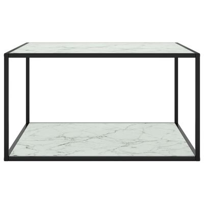 vidaXL Konferenčný stolík, čierny, biele mramorové sklo 90x90x50 cm