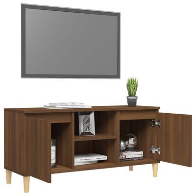 vidaXL TV stolík nohy z dreva hnedý dub 103,5x35x50 cm