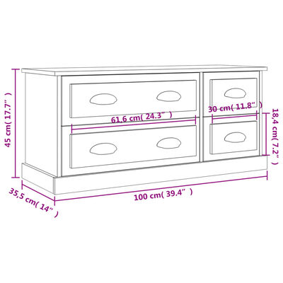 vidaXL TV skrinka dub sonoma 100x35,5x45 cm kompozitné drevo