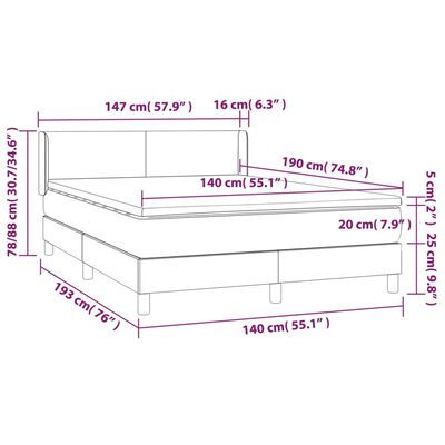 vidaXL Posteľný rám boxspring s matracom čierny 140x190 cm zamat