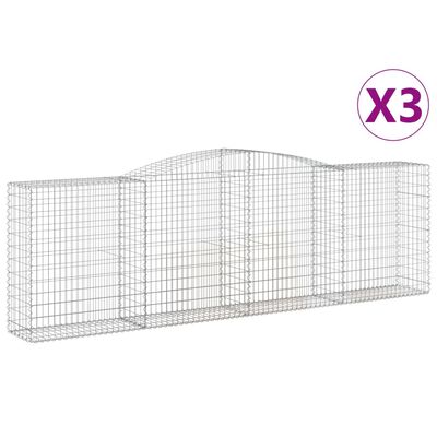 vidaXL Oblúkové gabionové koše 3 ks 400x50x120/140 cm pozink. železo