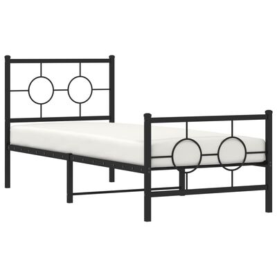 vidaXL Kovový rám postele s čelom a podnožkou čierny 80x200 cm