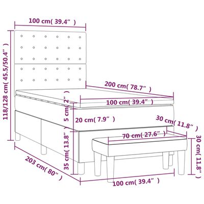 vidaXL Boxspring posteľ s matracom čierna 100x200 cm látka