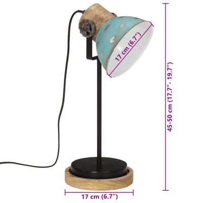 vidaXL Stolová lampa 25 W šmuhovaná modrá 17x17x50 cm E27