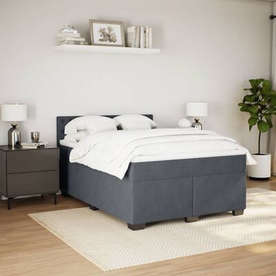 vidaXL Posteľný rám boxspring s matracom tmavosivý 160x200 cm zamat