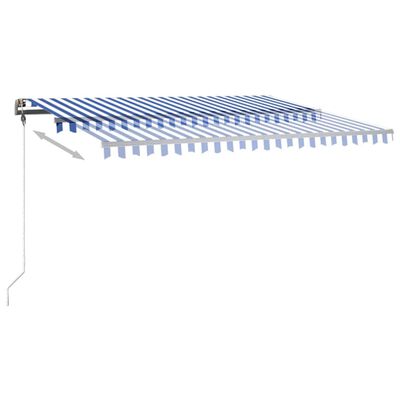 vidaXL Ručne zaťahovacia markíza s LED 400x350 cm modrá a biela