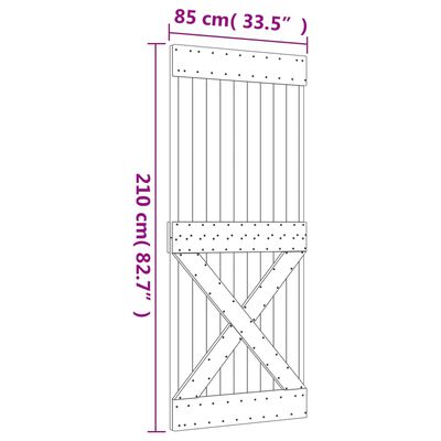 vidaXL Posuvné dvere so sadou kovania 85x210 cm borovicový masív