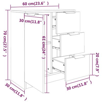 vidaXL Komoda dymový dub 60x30x70 cm spracované drevo