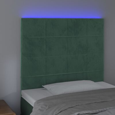 vidaXL Čelo postele s LED tmavozelené 100x5x118/128 cm zamat