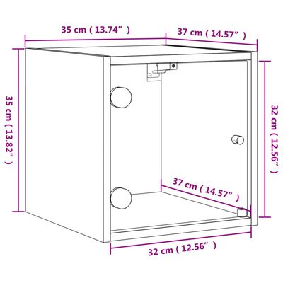 vidaXL Nočné skrinky so sklenenými dverami 2 ks dymový dub 35x37x35 cm